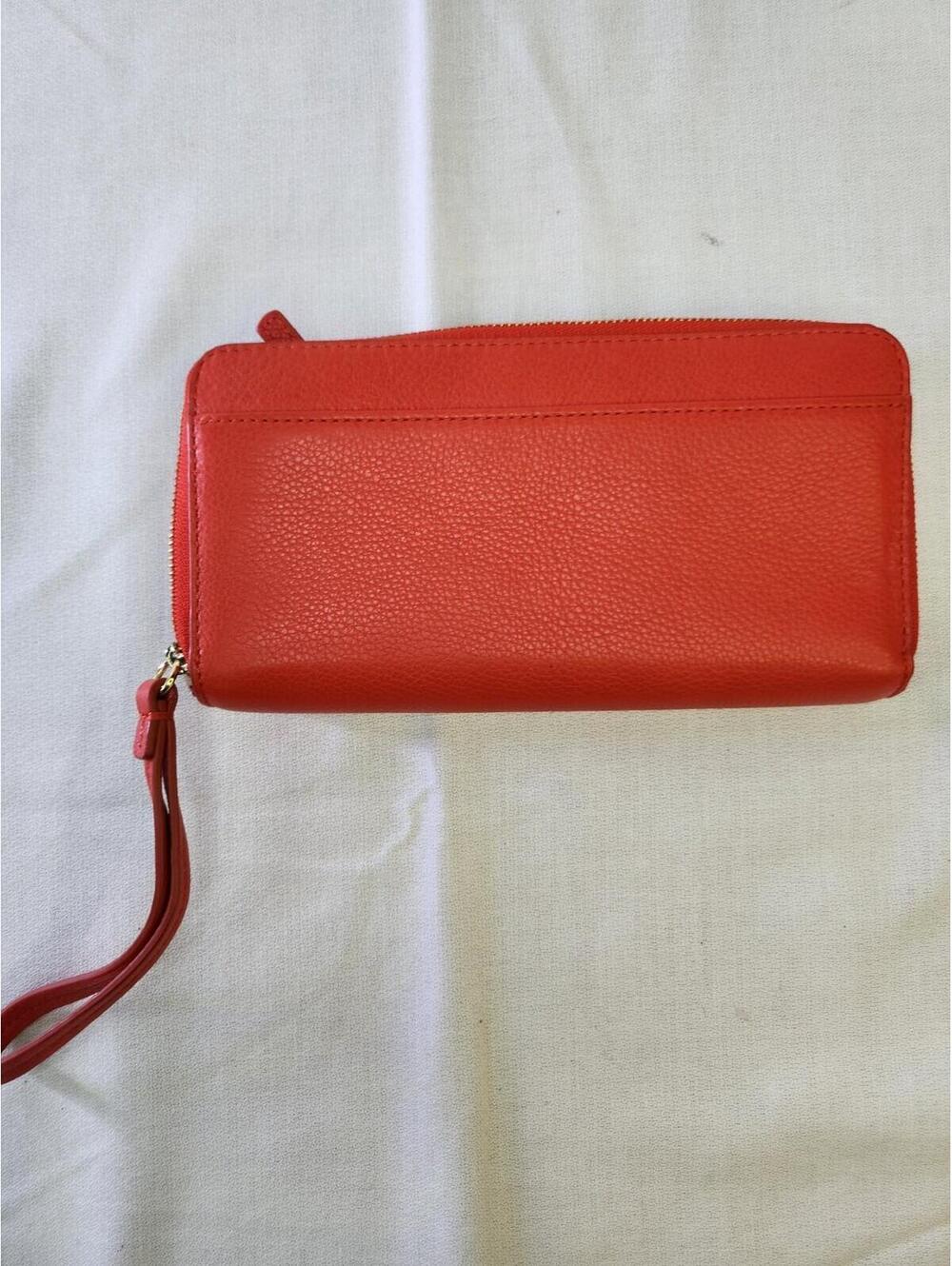 Coach Red Wristlet Wallet with Zipper, Logo, Strap and Credit Card Slots - Picture 3 of 5